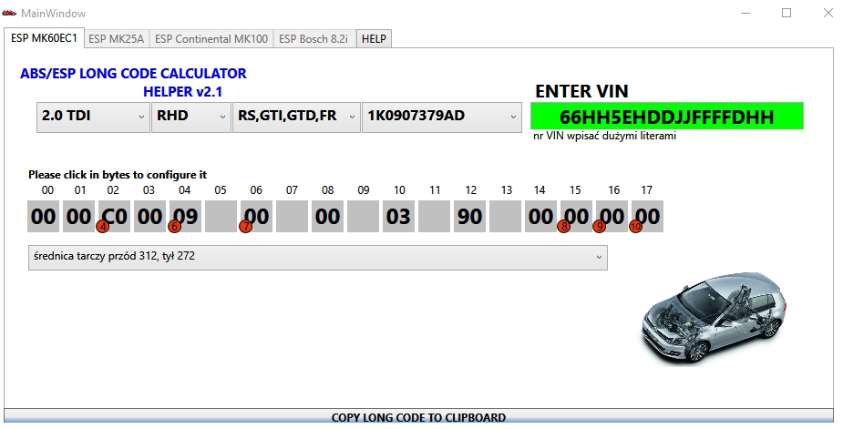 ABS-ESP Code Calculator ABS-ESP Code Calculator